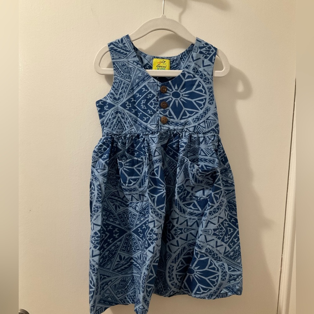 Eveni Kids Hawaiian Style Dress Polynesian Tribal Print Sleeveless Youth Size 8